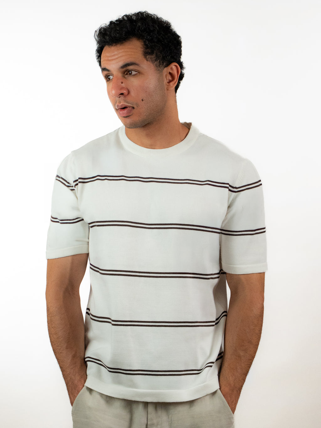 Crew Neck Knit Tee - Creamy