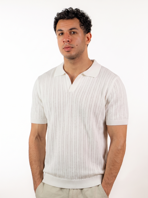 Open Knitted Polo — Creamy